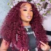 Ready To Go Wigs - 99J Burgundy Deep Wave Lace Front Wigs Customized Pre Colored Deep Weave Hair